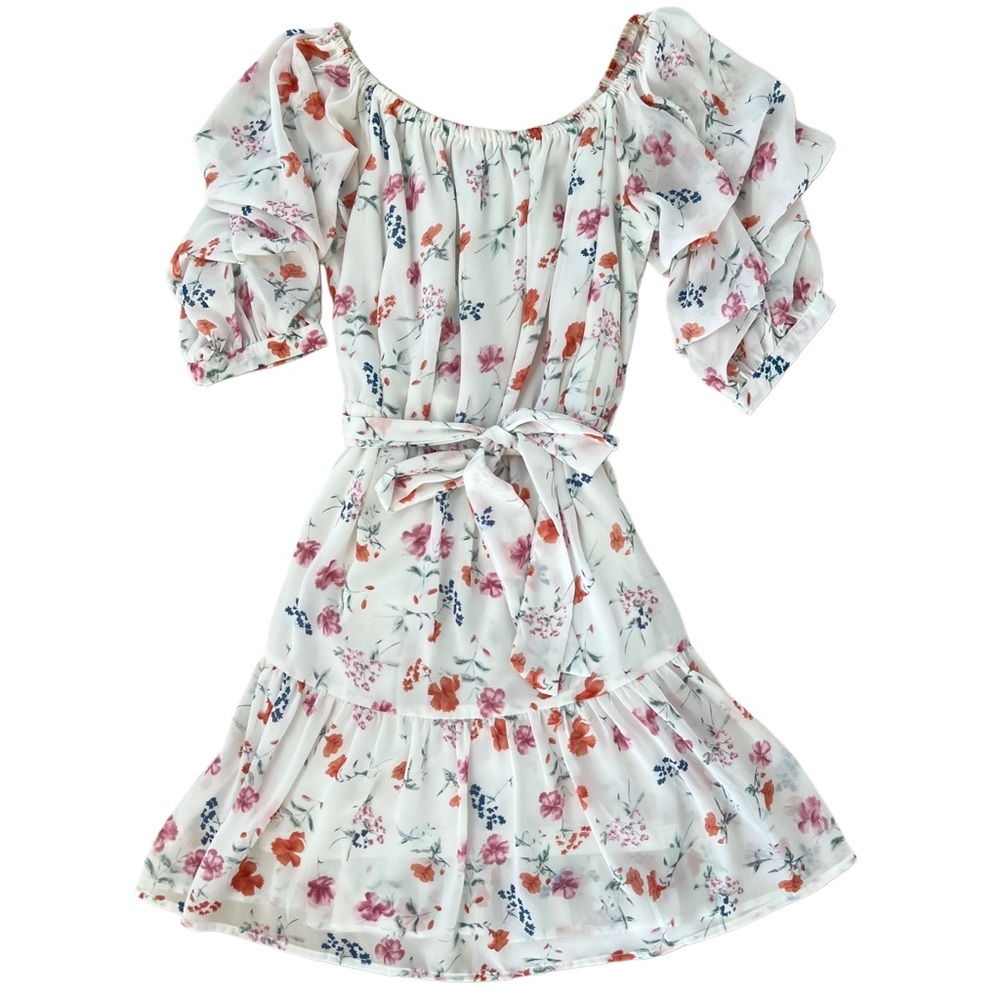 Lucy Wang White Floral Summer/Spring Dress - Small